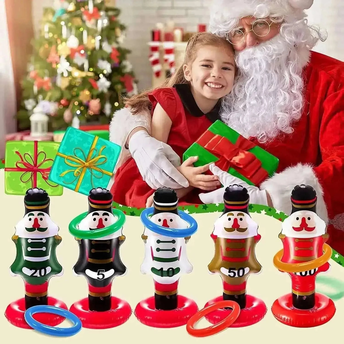 5-Pack: Christmas Nutcrackers Ring Toss Christmas Party Games Toys Cartsfy Inc.