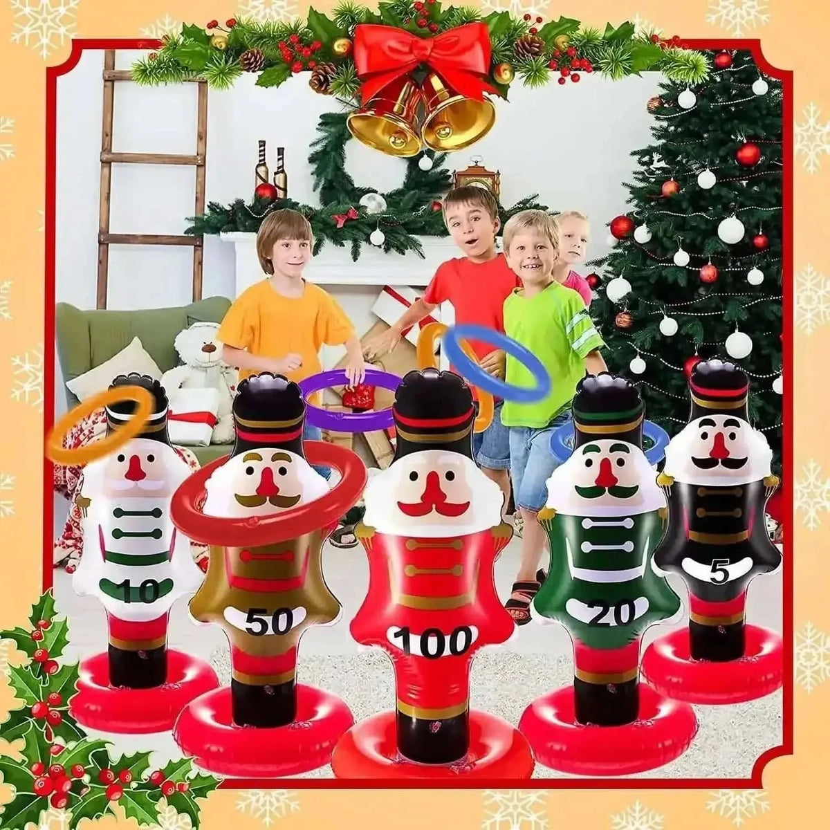 5-Pack: Christmas Nutcrackers Ring Toss Christmas Party Games Toys Cartsfy Inc.