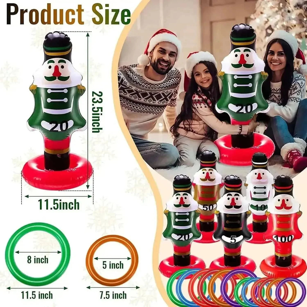 5-Pack: Christmas Nutcrackers Ring Toss Christmas Party Games Toys Cartsfy Inc.