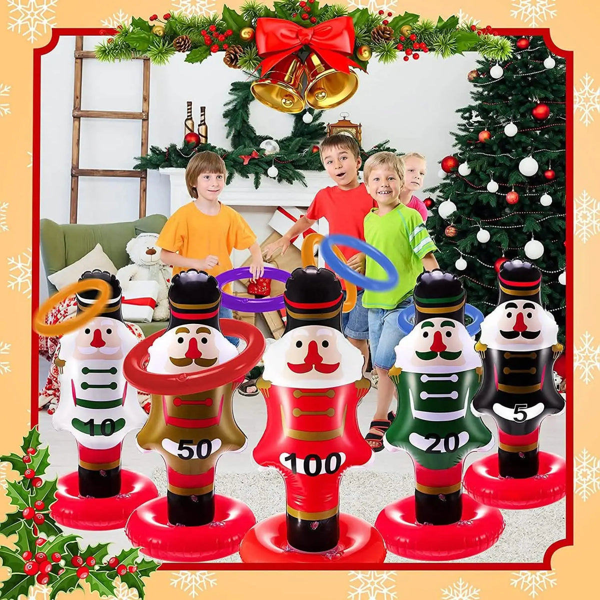 5-Pack: Christmas Nutcrackers Ring Toss Christmas Party Games Toys