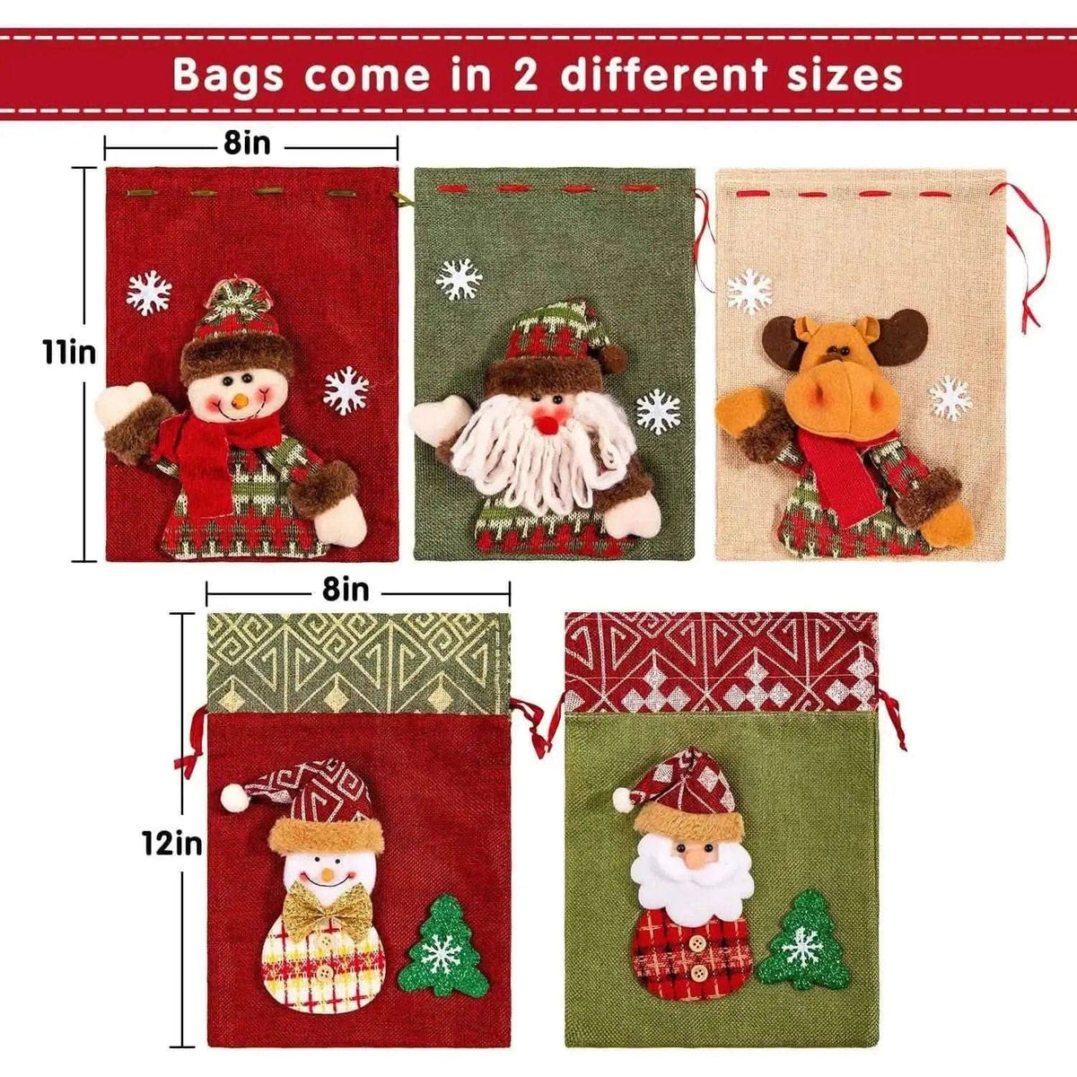 5-Pack: Drawstring Christmas Bags DailySale Default Title Default Title-