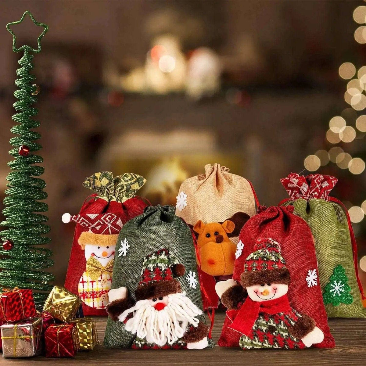 5-Pack: Drawstring Christmas Bags DailySale Default Title Default Title-