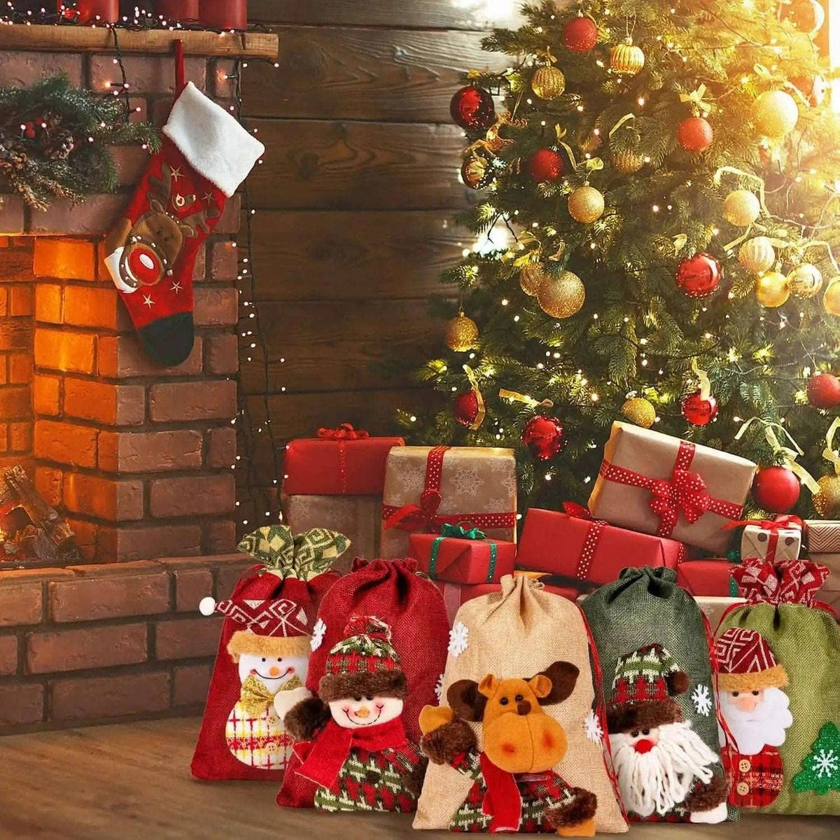 5-Pack: Drawstring Christmas Bags DailySale Default Title Default Title-