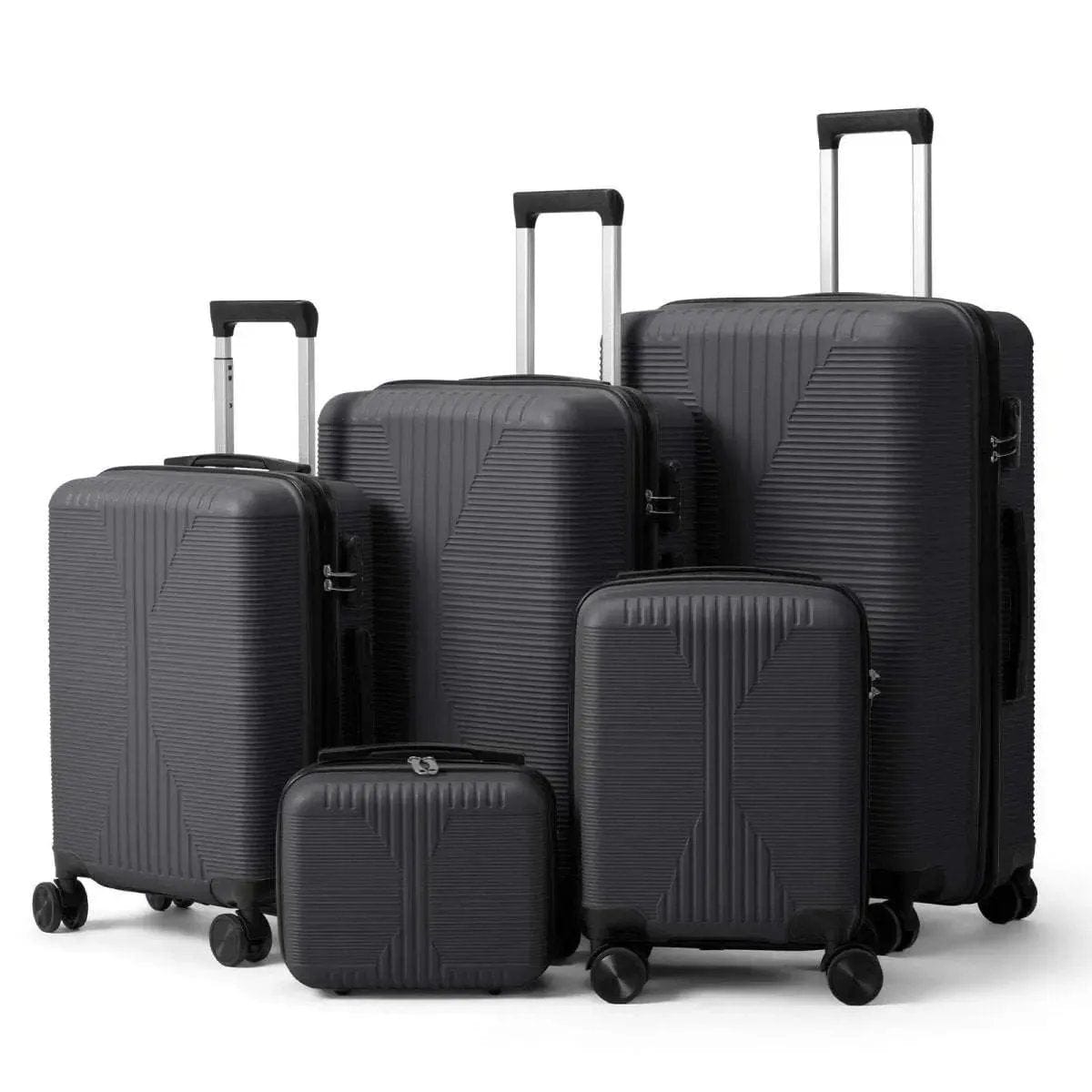 5-Piece Lightweight Luggage Set with Lock – 12/16/20/24/28 Inch DailySale White Gray White-Gray-