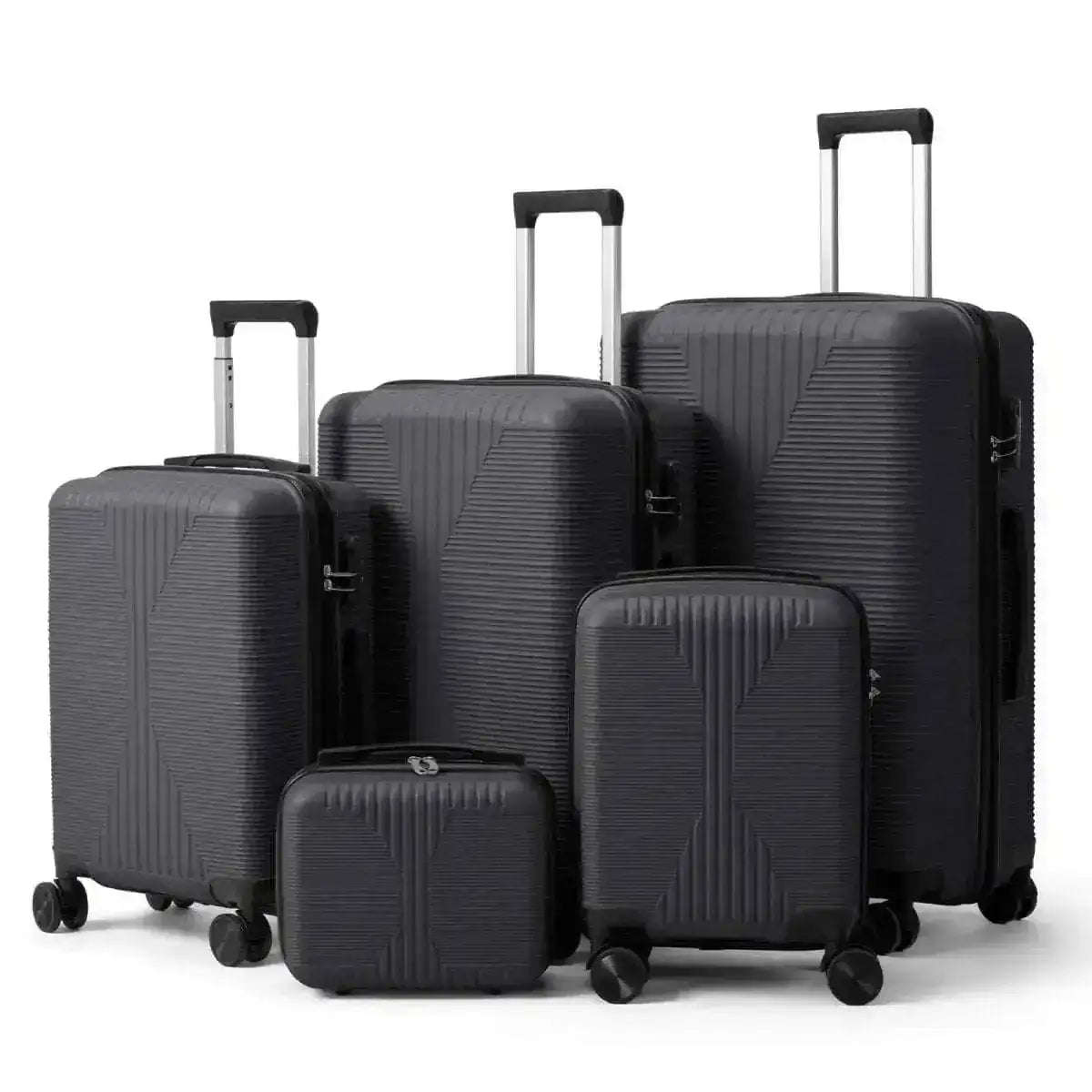 5-Piece Lightweight Luggage Set with Lock – 12/16/20/24/28 Inch DailySale White Gray White-Gray-