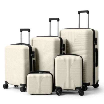 5-Piece Lightweight Luggage Set with Lock – 12/16/20/24/28 Inch DailySale White Gray White-Gray-
