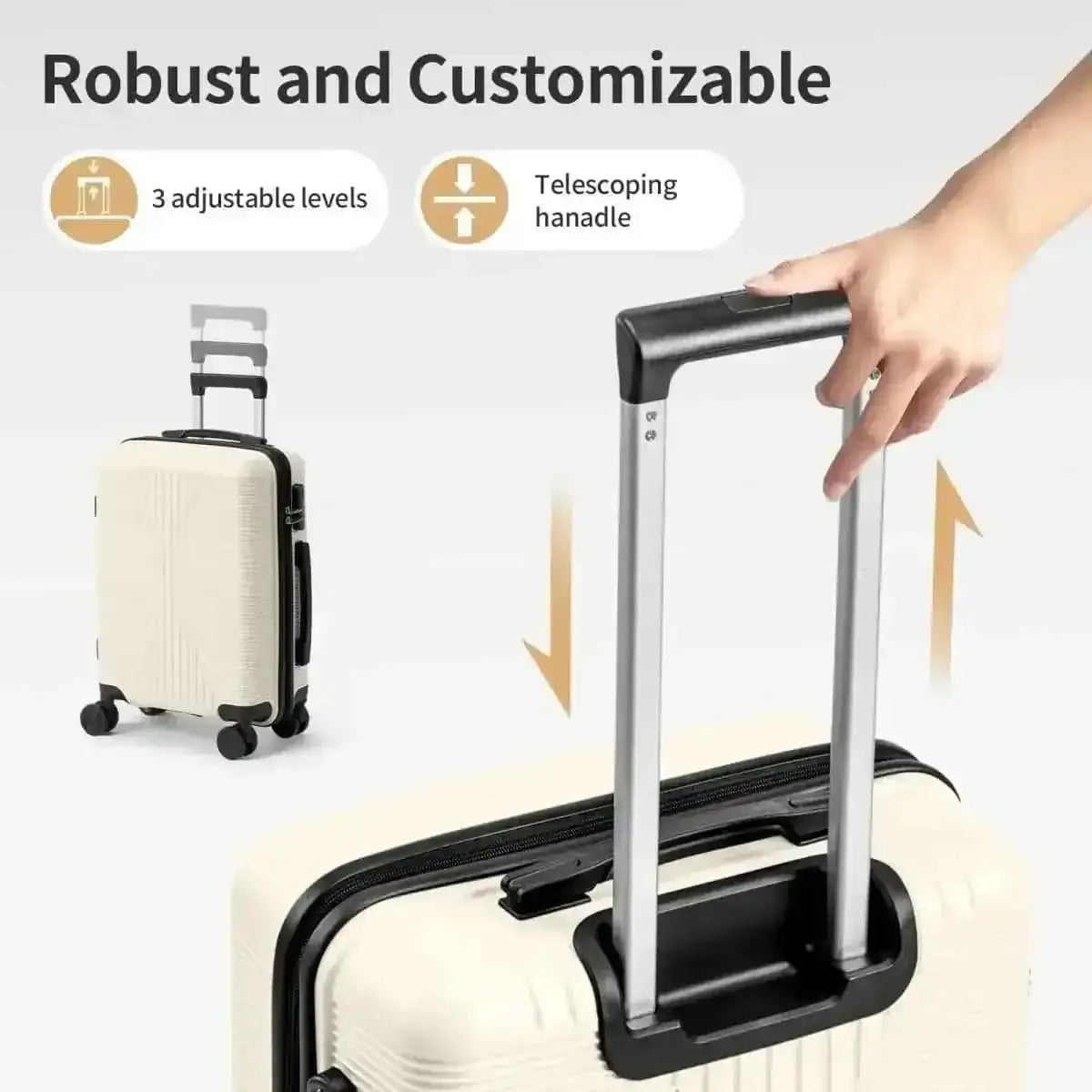 5-Piece Lightweight Luggage Set with Lock – 12/16/20/24/28 Inch DailySale White Gray White-Gray-