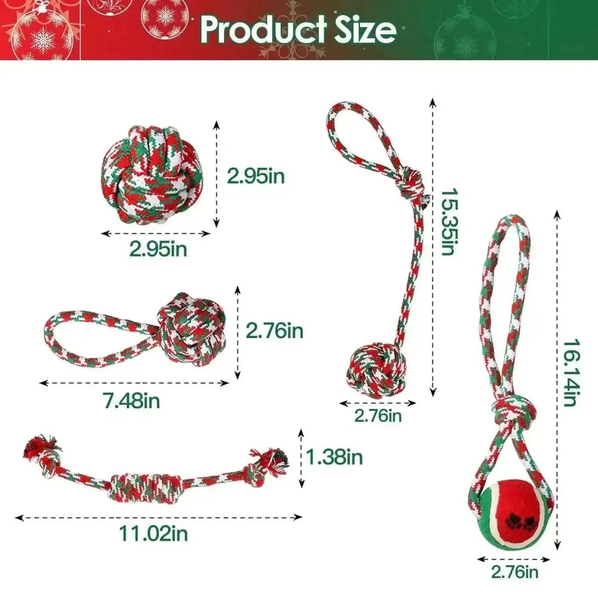 5-Pieces: Christmas Dog Rope Chew Toys Cartsfy Inc.