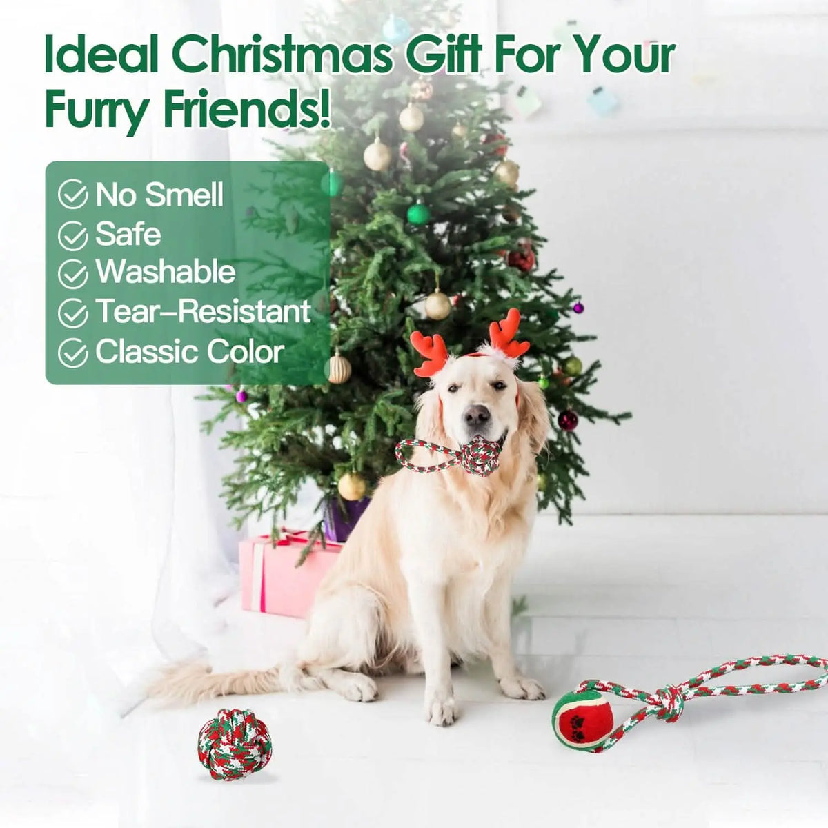 5-Pieces: Christmas Dog Rope Chew Toys