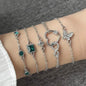 5 - Pieces: Love Full Throw Diamond Shining Infinite Symbol Geometry Green Rhinestone Bracelet Set - Cartsfy Inc.
