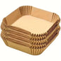 Stack of disposable paper air fryer liners, ribbed fluted edges