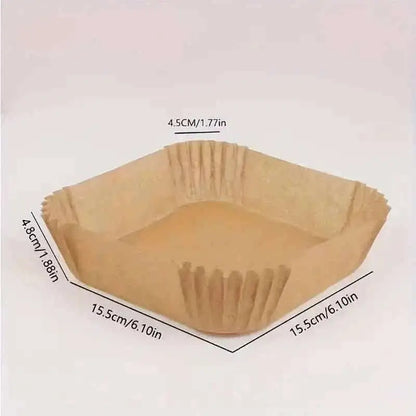 Disposable paper air fryer liner with dimensions, ribbed fluted sides