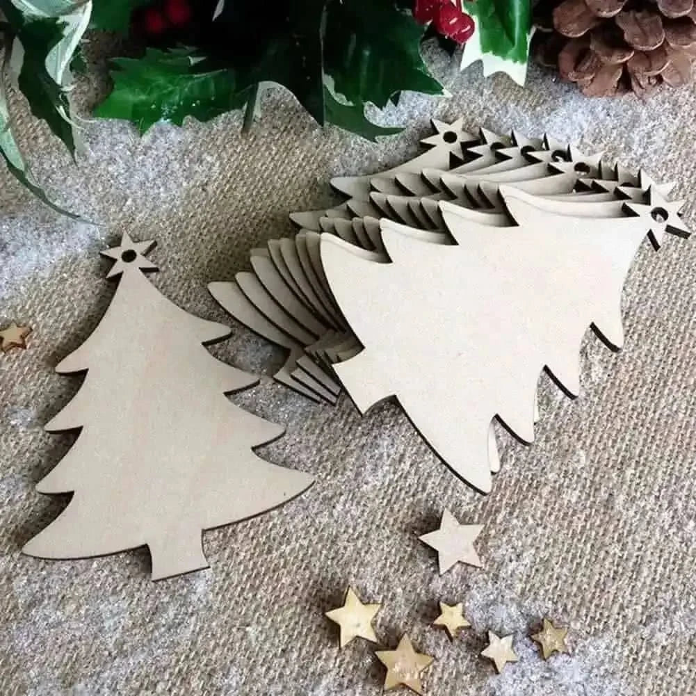 50-Pieces: Wooden Mini Christmas Tree Small Pendant Cartsfy Inc.