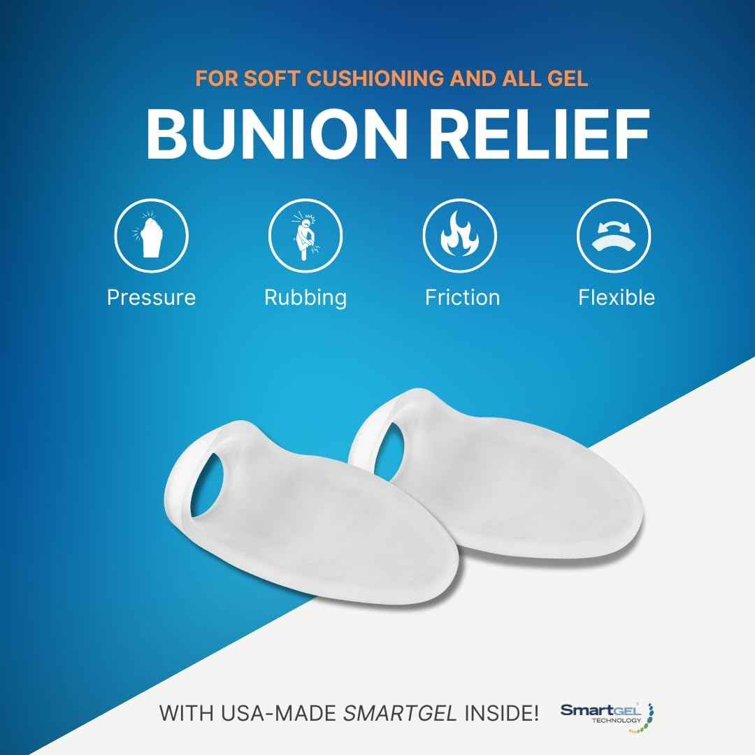 Gel bunion relief guard, pair of toe protectors with cutout for big toe