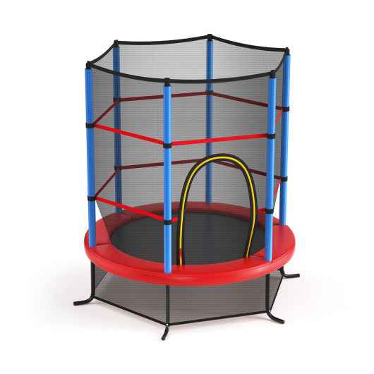 55 Inch Kids Recreational Trampoline Bouncing Jumping Mat with Enclosure Net-Navy Cartsfy Inc.