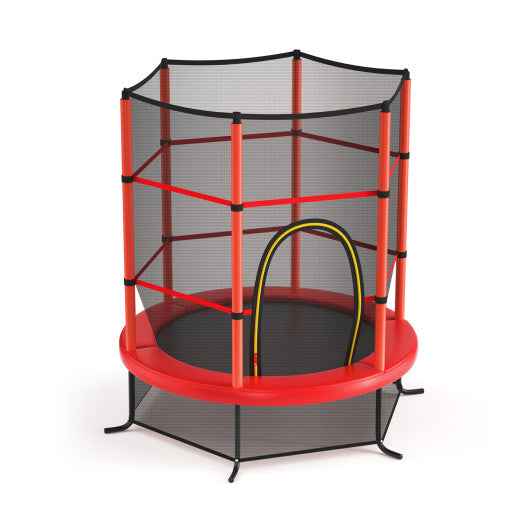 55 Inch Kids Recreational Trampoline Bouncing Jumping Mat with Enclosure Net-Red Cartsfy Inc.
