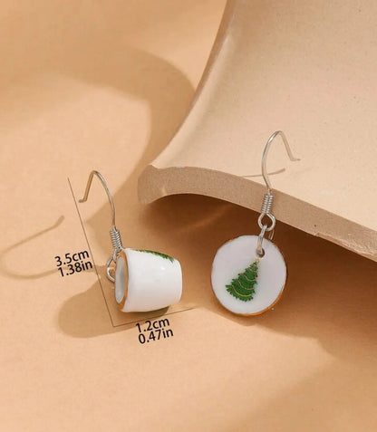 Adorable Christmas Tea Cup Earring Set
