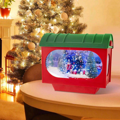 59 Inch Christmas Street Lamp with Sound-Activated Snow Globe Lantern-Red Cartsfy Inc.