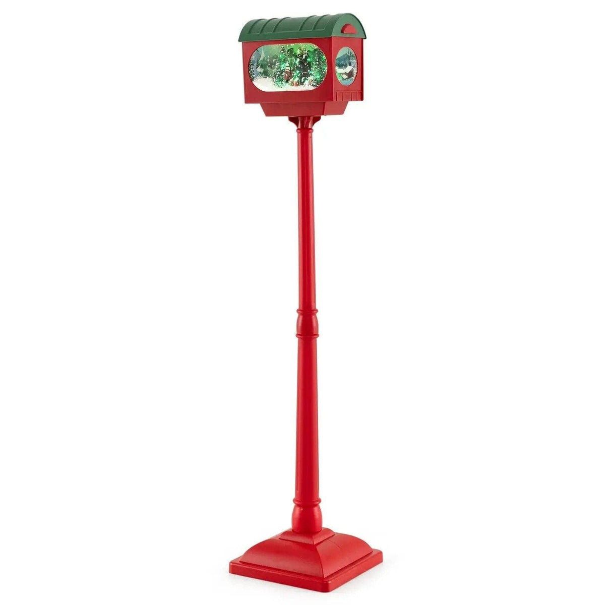 59 Inch Christmas Street Lamp with Sound-Activated Snow Globe Lantern-Red Cartsfy Inc.