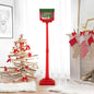59 Inch Christmas Street Lamp with Sound-Activated Snow Globe Lantern - Red