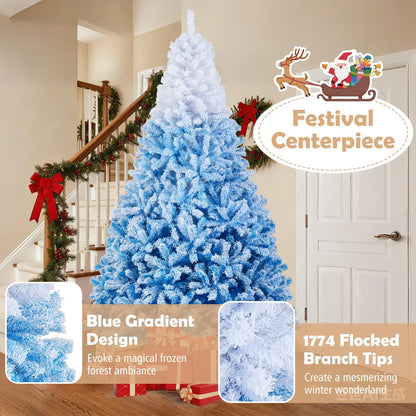 5/6/7/8 FT Artificial Christmas Tree with Warm White LED Lights and 8 Modes