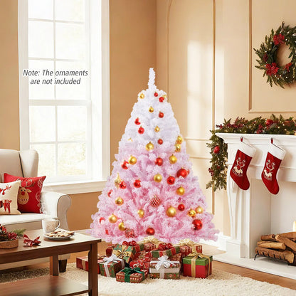 5/6/7/8 FT Artificial Christmas Tree with Warm White LED Lights and 8 Modes for Holiday