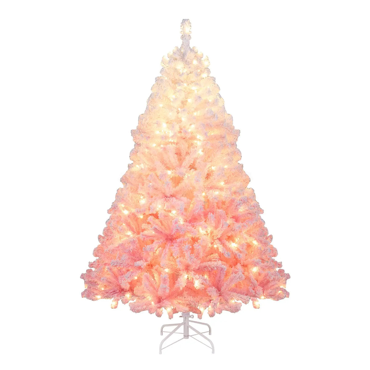 5/6/7/8 FT Artificial Christmas Tree with Warm White LED Lights and 8 Modes for Holiday