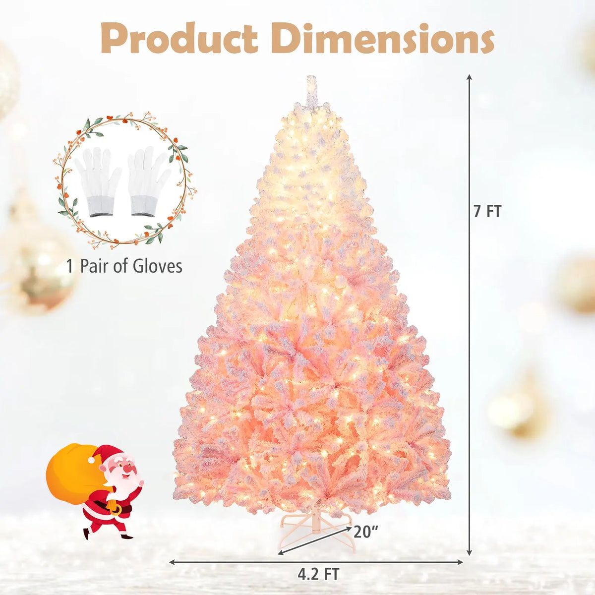 5/6/7/8 FT Artificial Christmas Tree with Warm White LED Lights and 8 Modes for Holiday