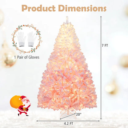 5/6/7/8 FT Artificial Christmas Tree with Warm White LED Lights and 8 Modes for Holiday