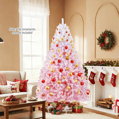 5/6/7/8 FT Artificial Christmas Tree with Warm White LED Lights and 8 Modes for Holiday