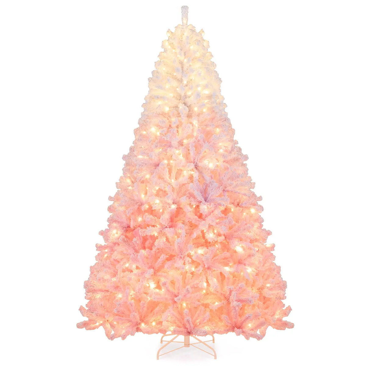 5/6/7/8 FT Artificial Christmas Tree with Warm White LED Lights and 8 Modes for Holiday