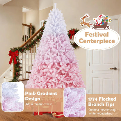 5/6/7/8 FT Artificial Christmas Tree with Warm White LED Lights and 8 Modes for Holiday