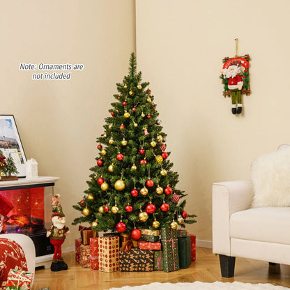 5/6/7 Feet Artificial Christmas Tree Hinged Xmas Tree with 7 Lighting Modes