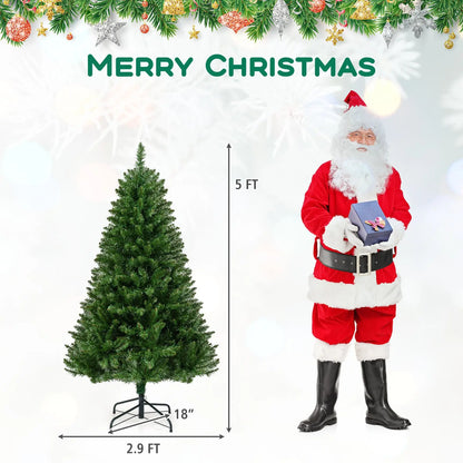 5/6/7 Feet Artificial Christmas Tree Hinged Xmas Tree with 7 Lighting Modes