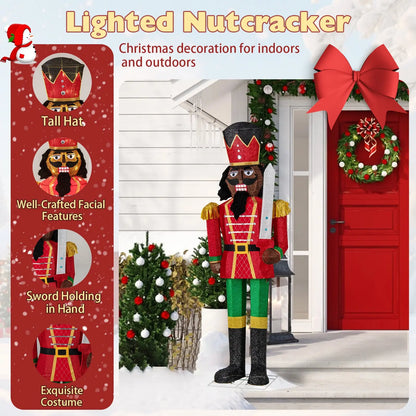 5 FT Lighted Christmas Nutcracker with Glitter Sword for Outdoor