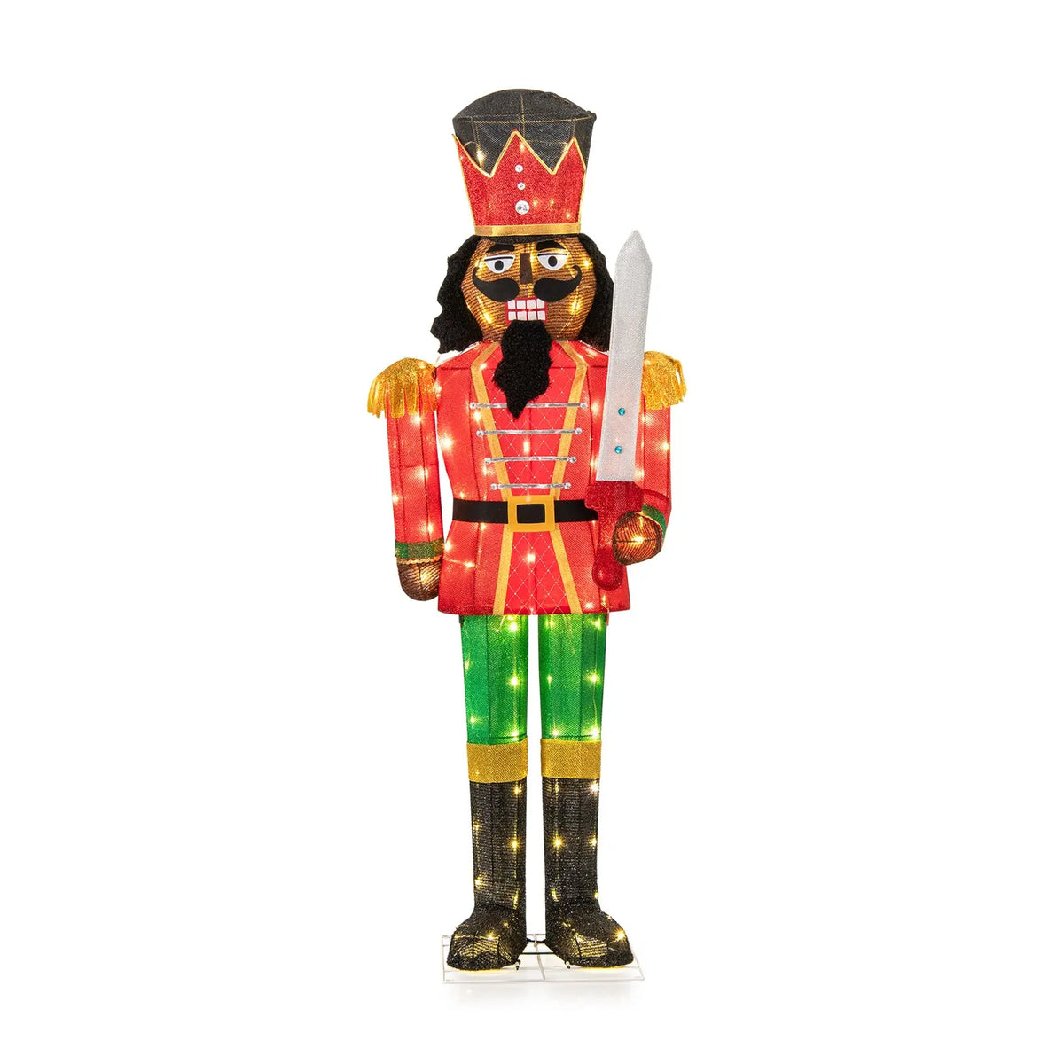 5 FT Lighted Christmas Nutcracker with Glitter Sword for Outdoor