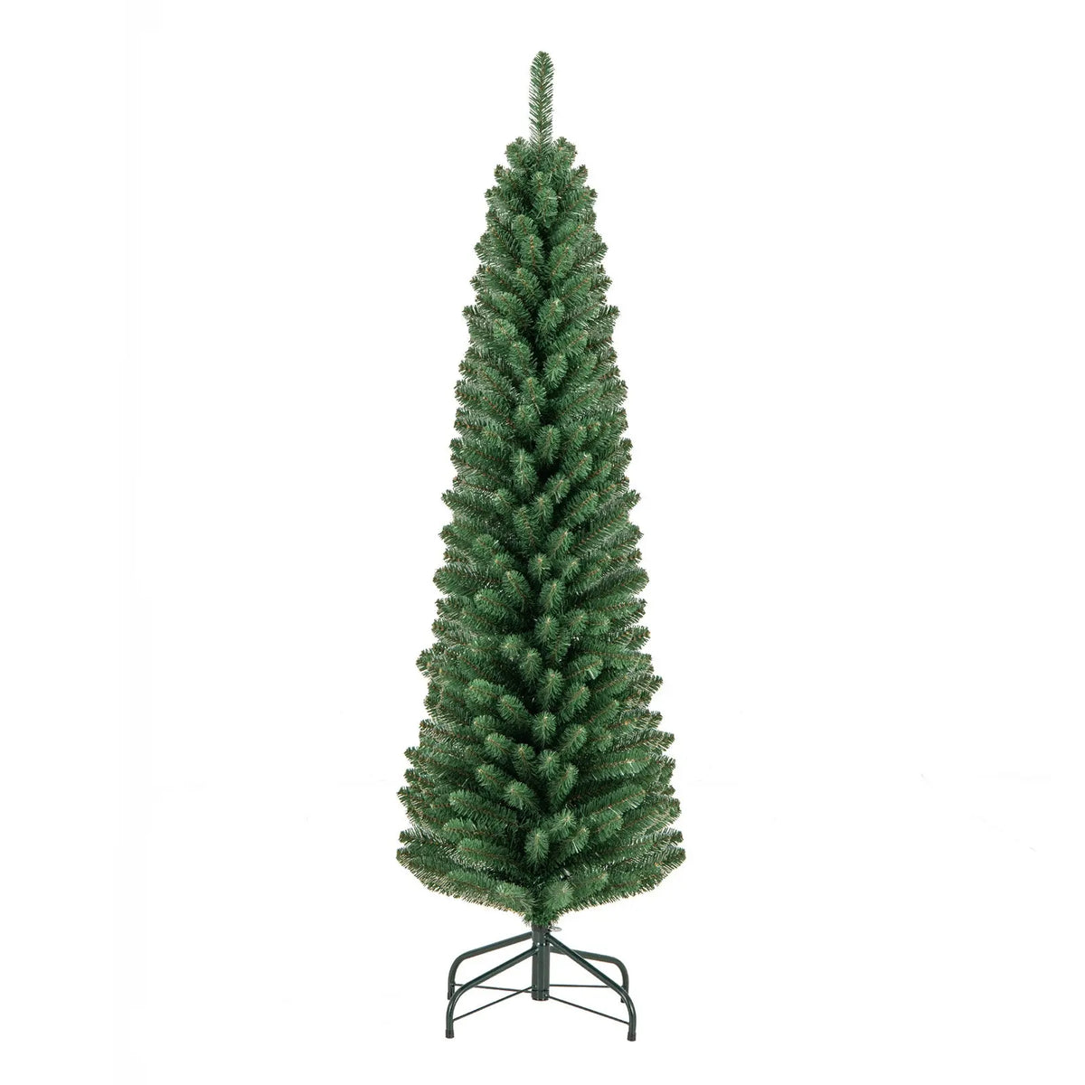 5/6/7/8 Feet Pencil Christmas Tree with 295/392/523/671 Memory Wire Branch Tips and Upgraded Metal Stand