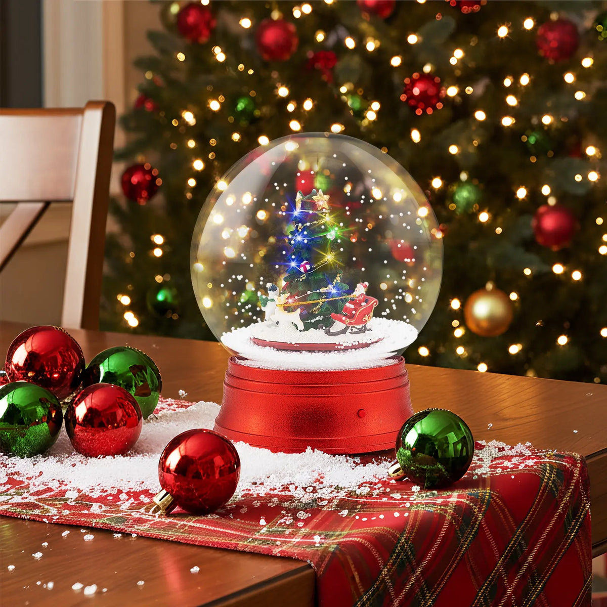5 Ft Musical Christmas Street Lamp with 8 Tunes and Blowing Snow-Red
