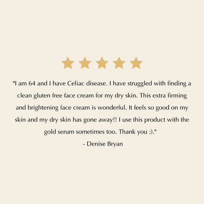 Five gold stars above a customer review quote by Denise Bryan