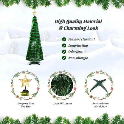 6.2 Feet Pop-up Lighted Christmas Tree with 282 RGB LED Lights-Green Cartsfy Inc.