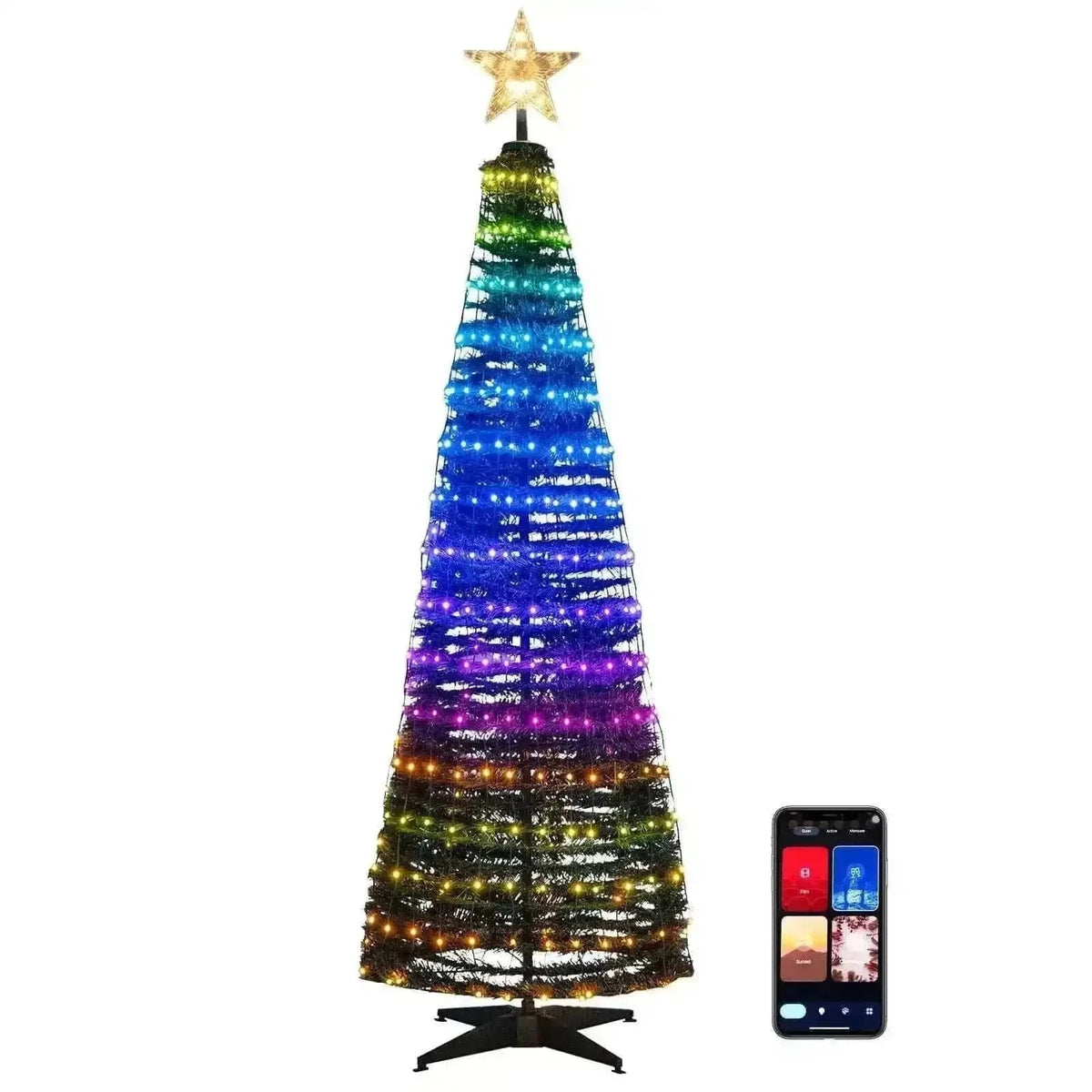 6.2 Feet Pop-up Lighted Christmas Tree with 282 RGB LED Lights-Green Cartsfy Inc.