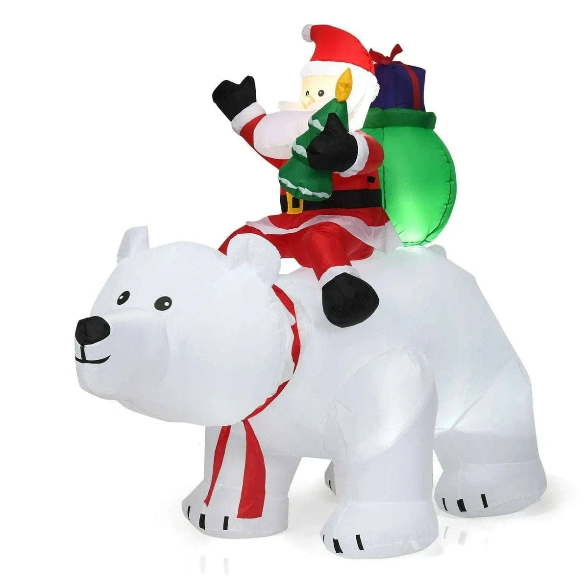 6.5 Feet Christmas Inflatable Santa Riding Polar Bear with Shaking Head LED Lights Cartsfy Inc.