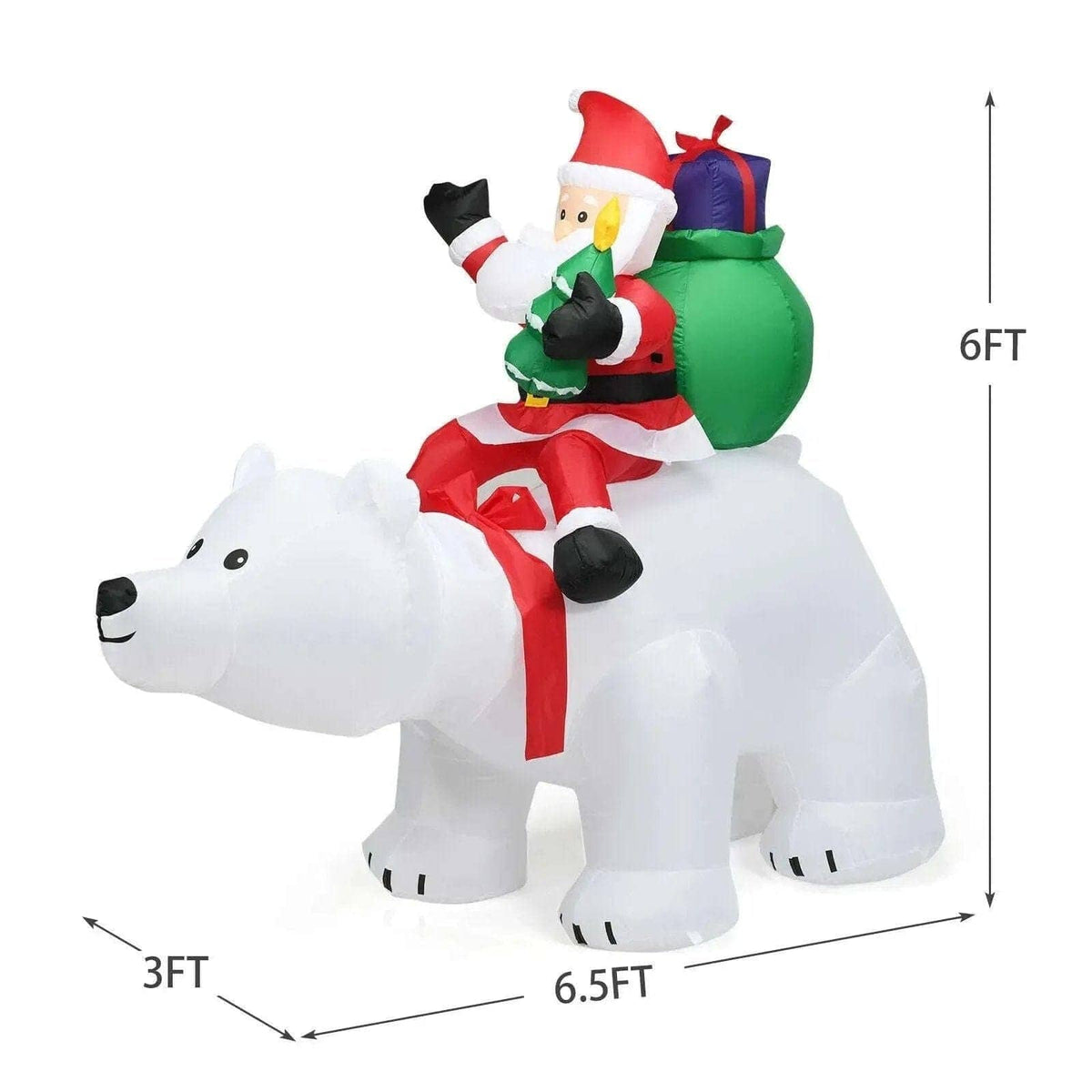 6.5 Feet Christmas Inflatable Santa Riding Polar Bear with Shaking Head LED Lights Cartsfy Inc.