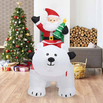 6.5 Feet Christmas Inflatable Santa Riding Polar Bear with Shaking Head LED Lights Cartsfy Inc.