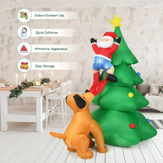 6.5 Feet Outdoor Inflatable Christmas Tree Santa Decor with LED Lights DirectDeals Default Title Default Title-