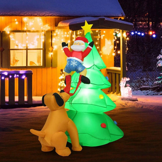 6.5 Feet Outdoor Inflatable Christmas Tree Santa Decor with LED Lights DirectDeals Default Title Default Title-