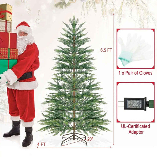 6.5 Ft Pre-Lit Artificial Cypress Christmas Tree with Timer