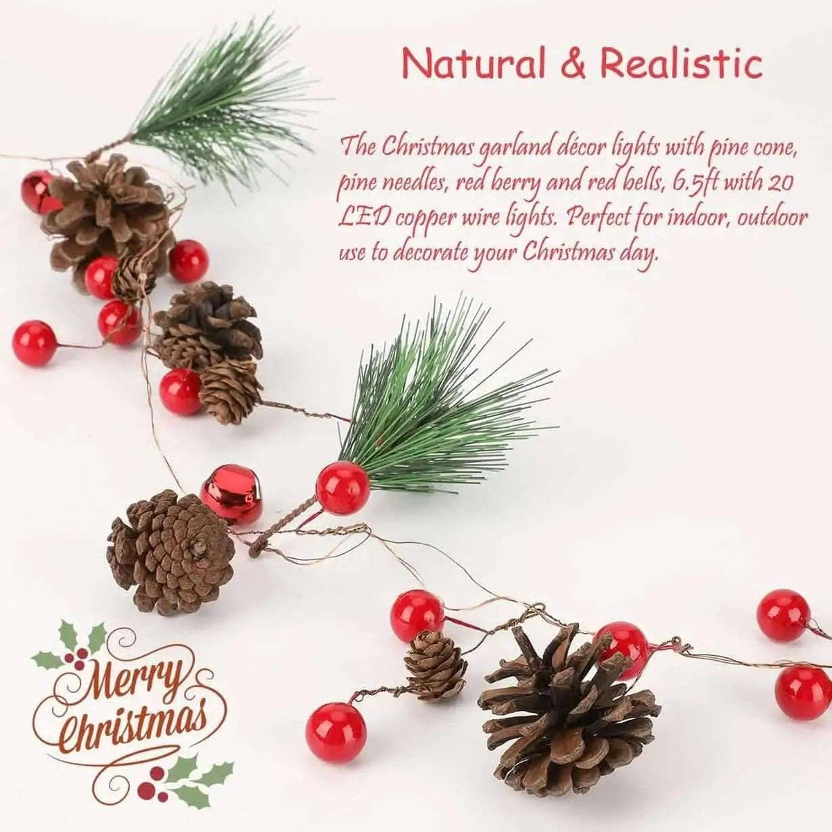 6.5Ft. 20 LED Christmas Garland with Lights DailySale Default Title Default Title-