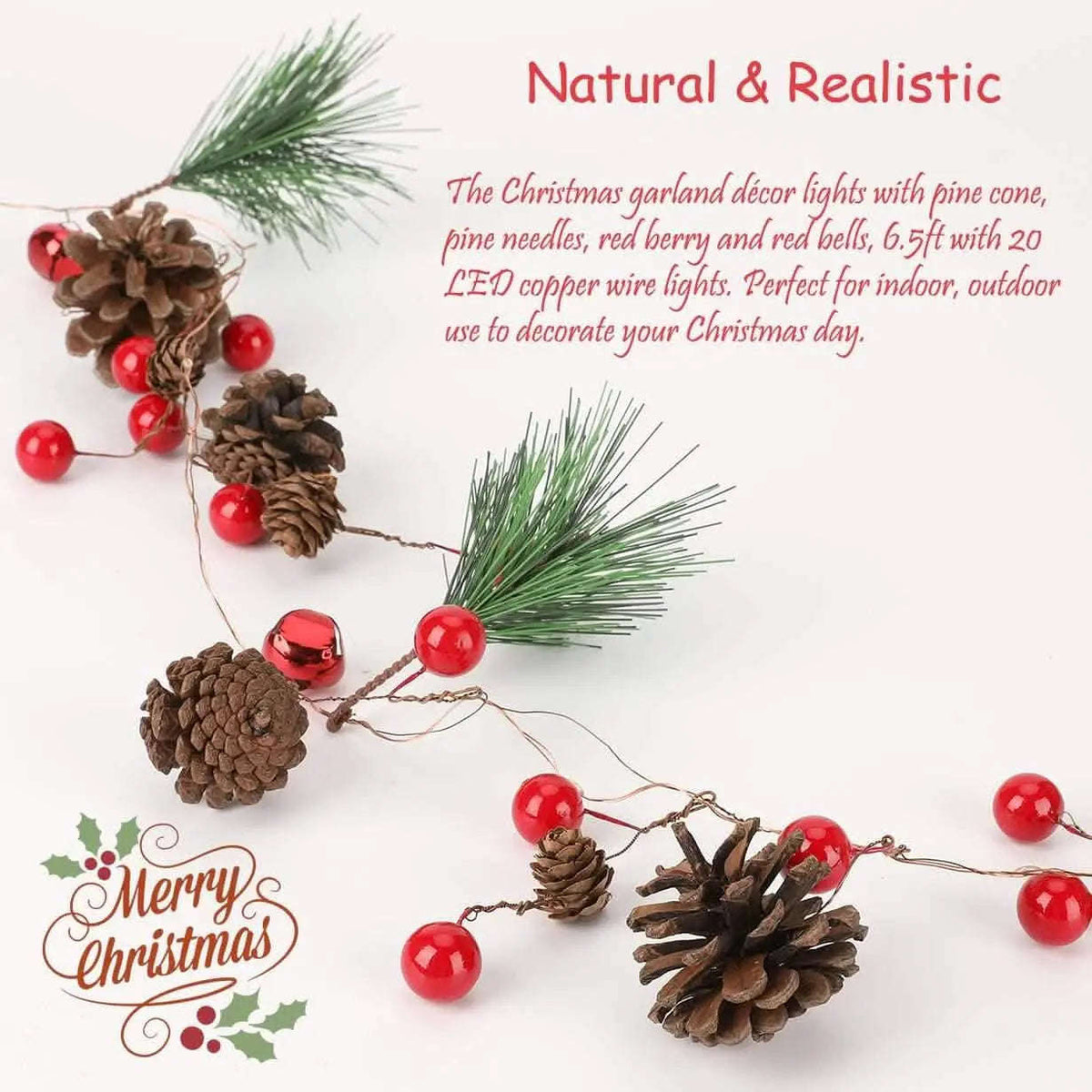6.5Ft. 20 LED Christmas Garland with Lights Cartsfy Inc.