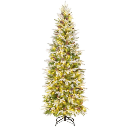 6/7.5/9 Feet Pre-Lit Artificial Christmas Tree Snow Flocked Hinged DirectDeals 7.5 Feet 6 Ft 9 Ft 7.5 Feet-6 Ft-9 Ft-